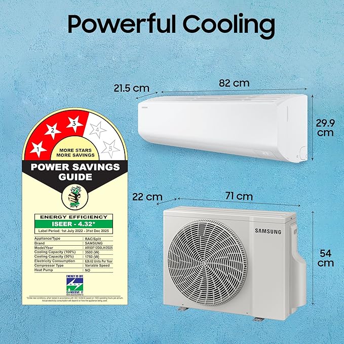 Samsung 3 Star Digital Inverter Split AC (Faster & Powerful Cooling5 Step Convertible(White)